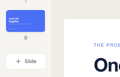 The end of the page strip with the last page and the Slide button for describing the next slide in the chat.